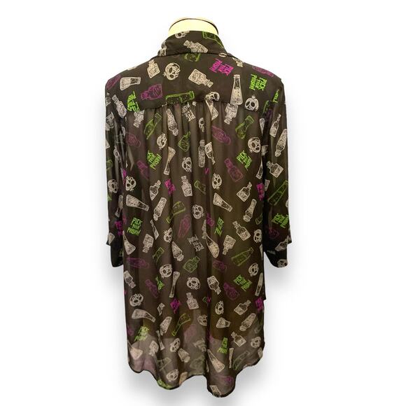 Torrid 3 (3X) Disney Villains Poison Apple Button Down Chiffon Tunic Top Goth - Picture 2 of 3